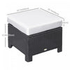 Outsunny Patio Rattan Ottoman w/ Cushion and Metal Frame for Garden, White