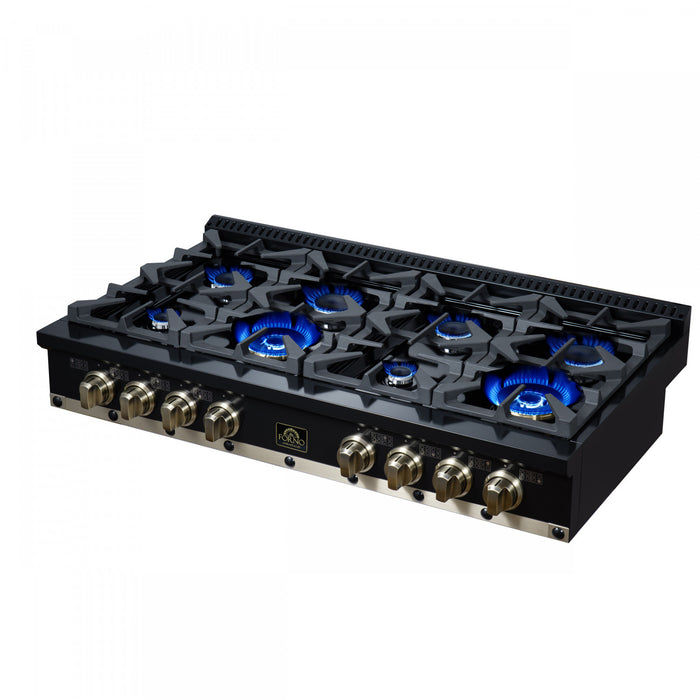 Forno Ambassador 48\" Gas Cooktop, Black, 8 burners - FCTGS5799-48CPBLK
