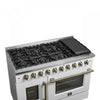 Forno Galiano 48" White Gas Range, 4.32 cu.ft- FFSGS6444-48WHT | Cuisiniere a gaz blanche Galiano 48 pouces, 4,32 pi³ – FFSGS6444-48WHT