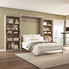 Bestar Pur Queen Murphy Bed with Two Shelving Units 136-Inch Wall Bed - Rustic Brown|Grand lit escamotable mural Pur de Bestar de 136 po avec 2 meubles à tablettes - brun rustique