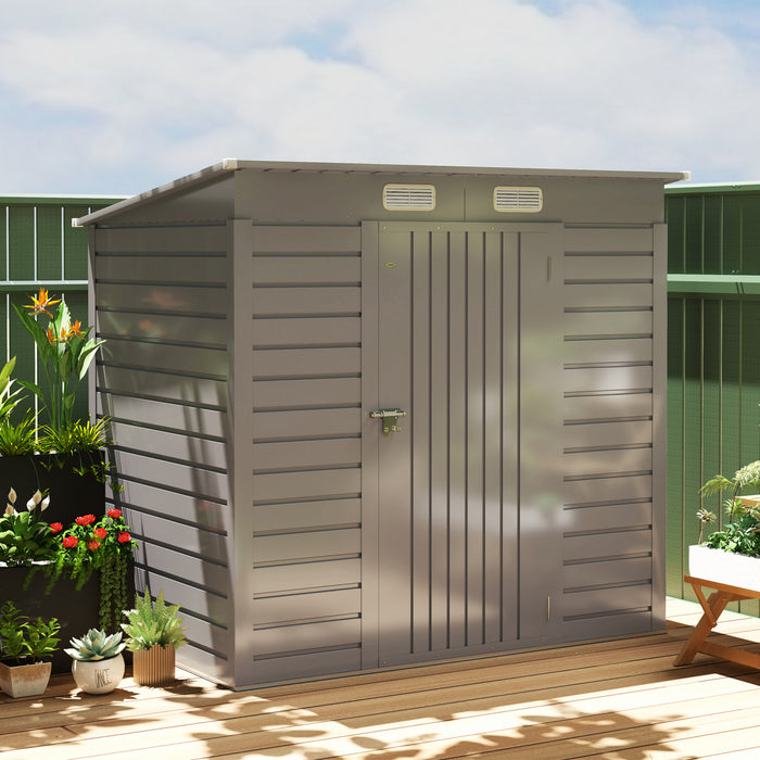 Outsunny 6 X 4ft Metal Garden Storage Shed With 2 Vents, Light Grey