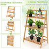 Costway Bamboo Ladder Plant Stand 3-tier Foldable Flower Pot Display Shelf Rack Natural