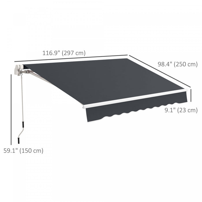 Outsunny 10' X 8' Retractable Awning With Led Lights, Uv40+, Dark Grey