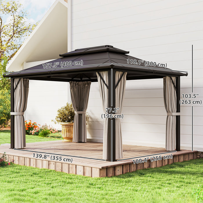 Outsunny 10' X 13' Hardtop Gazebo With Polycarbonate Roof, Aluminum Frame