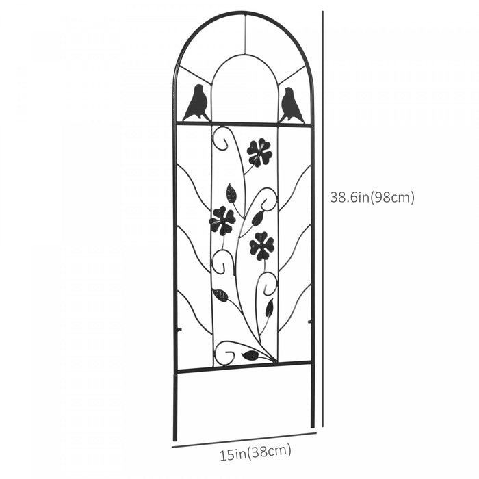 Outsunny Garden Trellis With Birds For Climbing Plants, 2 Pack, 39\" Tall