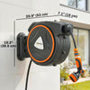 Outsunny Retractable Garden Hose Reel, 1/2" x 59ft Wall Mounted Hose Reel with 12-Pattern Nozzles, Auto Retraction, Self-Locking, Slow Return System, 180° Swivel Bracket