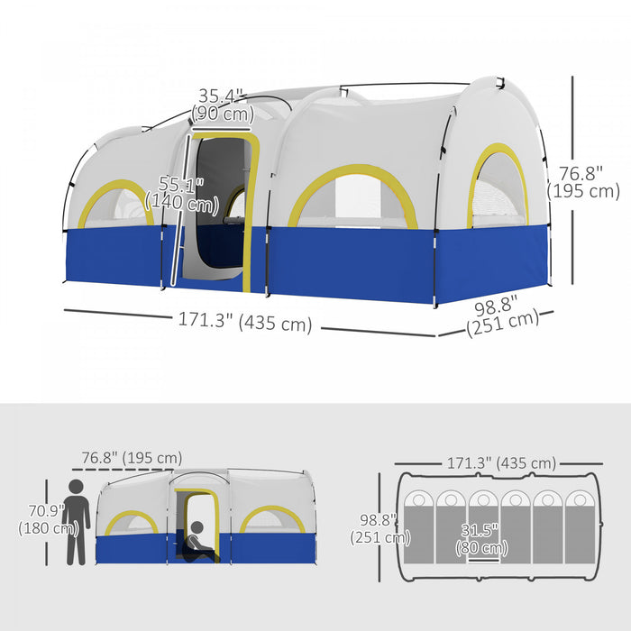 Outsunny 4-6 Person Camping Tent, 3000mm Waterproof And Upf30+, Blue