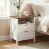 HOMCOM Nightstand Bedside Table with Shelf, 2 Drawers, White and Walnut