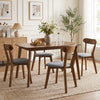 HOMCOM Dining Chairs Set of 4 with Curved Backrest, Grey and Brown