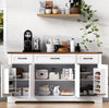 Ryan 55" Adjustable Storage Buffet Cabinet With Door Shelves And Coffee Bar Station - White | Buffet De Rangement Ryan 55" Avec Etageres A Portes Et Station Café - Blanc