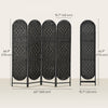 HOMCOM 4 Panel Room Divider, Bohemian Folding Privacy Screen, Black