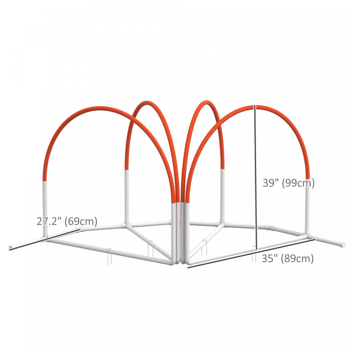 PawHut 4 Pieces Dog Agility Training Equipment with Weave Poles, Training Starter Kit, Dog Obstacle Course, Pet Outdoor Games with Carry Bag, Orange