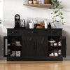 Ryan 55" Adjustable Storage Buffet Cabinet With Door Shelves And Coffee Bar Station - Black | Buffet De Rangement Ajustable Ryan 55" Avec Etageres A Portes Et Station Café - Noir