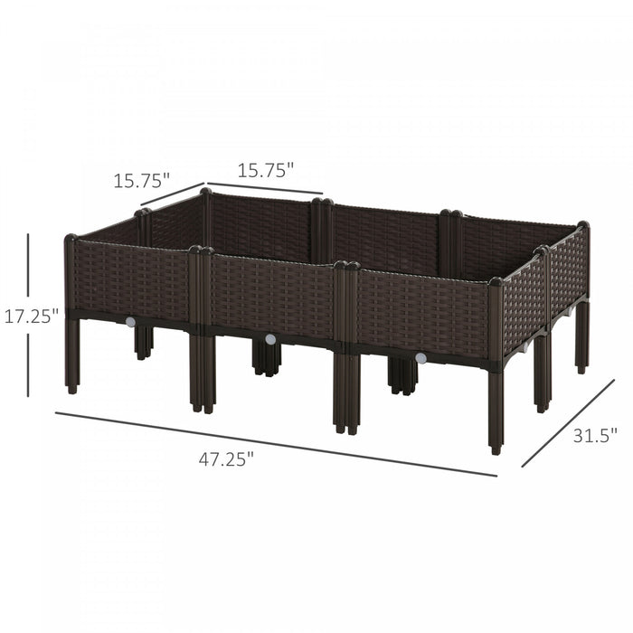 Outsunny 6-piece Raised Garden Bed Pp Raised Flower Bed Plant Stand Stackable Vegetable Herb Grow Box