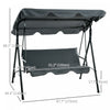 Outsunny 3-seat Patio Swing Chair With Adjustable Canopy Grey|Outsunny Balancoire De Patio A 3 Places Avec Auvent Reglable, Gris