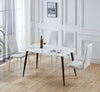 Ava Modern Diamond Grid Pattern Dining Chair Set (4-Pack) with Fireproof Leather and Metal Frame,White  | Ensemble de chaises de salle a manger modernes Ava avec motif de grille en diamant (lot de 4), cuir ignifuge et cadre en metal, blanc