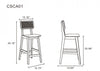 Versailles Industry Chic Cane Back Wood Counter Stool in Black and Natural - Set of 3 | Tabouret de comptoir industriel chic Versailles avec dossier en cannage, bois noir et naturel - Lot de 3