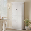 HOMCOM Freestanding 4 Door Kitchen Pantry Cabinet with Shelves White