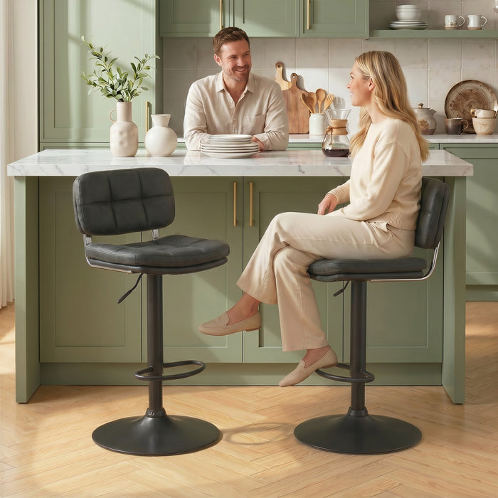 HOMCOM Bar Stools Set of 2, Adjustable Swivel Counter Height Barstools