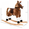 Qaba Rocking Horse Plush Pony Children Kid Ride On Toy W/ Realistic Sound (brown)|Qaba Cheval A Bascule En Peluche Poney Enfants Jouet Avec Son Realiste (marron)