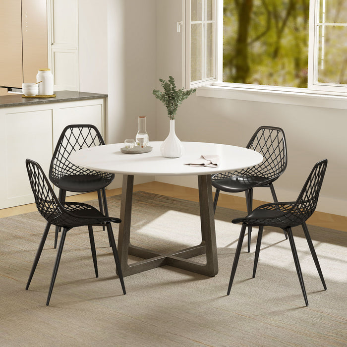 HOMCOM Plastic Dining Chairs Set of 4 Kitchen Chairs, Black