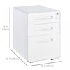 Vinsetto 3 Drawers File Cabinet On Wheels Lockable For Home Office|Vinsetto Classeur A 3 Tiroirs, Verrouillable Sur Roues Pour Le Bureau