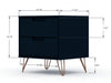 Rockefeller Mid-Century Modern 20" Nightstand in Midnight Blue (2-Drawer) - Set of 2 | Table de nuit Rockefeller Mid-Century Modern 20" en bleu minuit (2 tiroirs) - Lot de 2