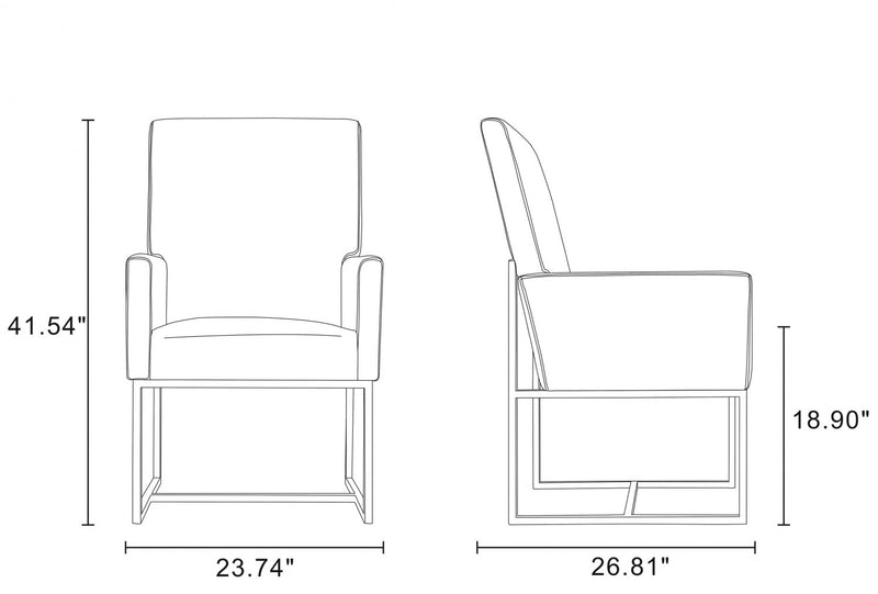 Element Modern Velvet Metal Dining Chair in Blue - Set of 2