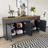 Grace 55.1" Rustic Wood Buffet Cabinet with Doors and Drawers,Grey Accent Cabinet | Grace Buffet en Bois Rustique de 55,1" avec Portes et Tiroirs, Gris