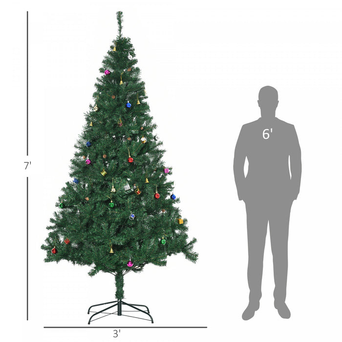 Homcom 7ft Artificial Christmas Tree With Decoration Ornament