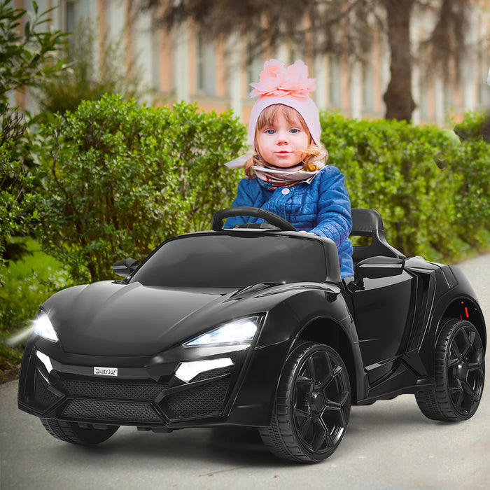 Costway 12v Kids Ride On Car 2.4g Rc Electric Vehicle W/ Lights Mp3 Openable Doors Black
