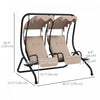 Outsunny 2-seat Patio Swing Chair W/ Removable Canopy & Cup Holders, Beige