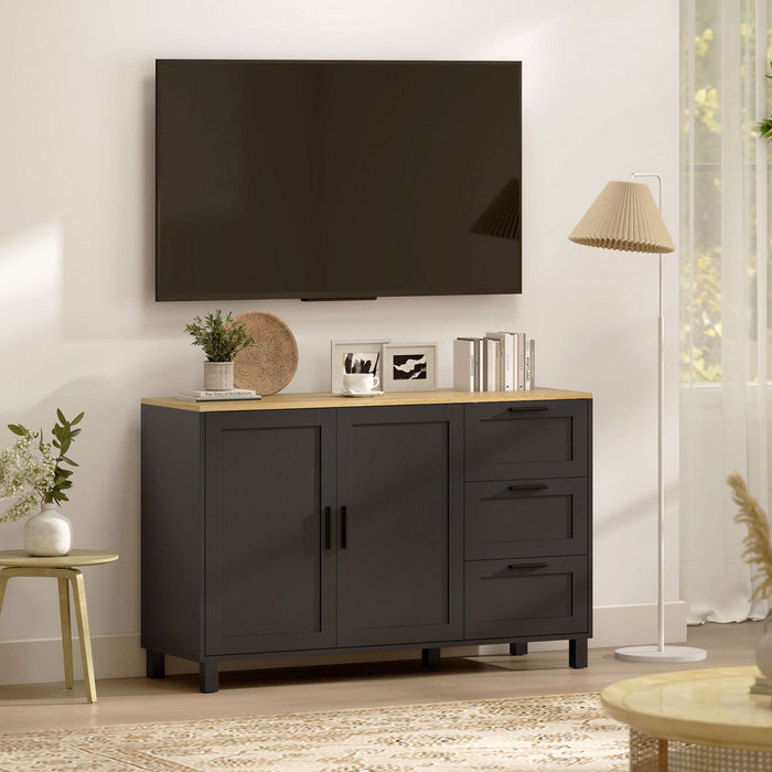 HOMCOM 47\" Buffet Cabinet with Soft-Close Doors, Modern Sideboard, Black