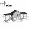 PawHut Large Rabbit Hutch Wood Bunny Cage Outdoor Guinea Pig House with Double Runs Slide Out Tray Ramps, 83"x18"x33", Grey