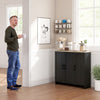 HOMCOM Modern Sideboard Buffet Cabinet with Adjustable Shelves Black