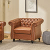Gibbon Comfy Faux Leather Upholstery Arm Chair With Tufted Back,brown Accent Chair | Gibbon Fauteuil Confortable Avec Revetement En Similicuir Et Dossier Capitonne, Marron