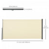 Outsunny 118" X 63" Retractable Side Awning Patio Outdoor Folding Privacy Screen With Resistance To |Outsunny Ecran De Confidentialite Pliant Pour Auvent Lateral 118 X 63 Creme