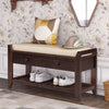 Stephanie Pine Wood Shoe Rack Bench With Cushioned Seat With Storage Drawers - Espresso | Banc A Chaussures Stephanie En Pin Avec Siege Rembourre Et Tiroirs De Rangement - Espresso