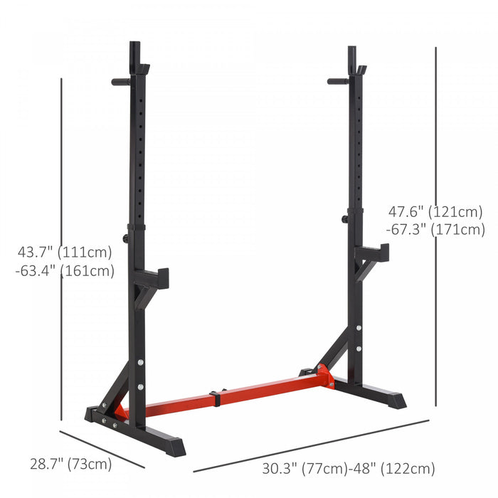 Soozier Steel Height And Base Adjustable Barbell Squat Rack And Bench Press