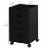 Homcom 5 Drawer File Cabinet Storage Organizer With Wheels, Black|Homcom Organisateur De Rangement De Fichiers 5 Tiroirs, Noir