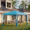 Outsunny 10' X 10' Pop Up Canopy Tent Gazebo With Removable Mesh Sidewall|Outsunny Auvent 10' X 10' Avec 4 Parois Laterales Amovibles, Bleu Clair
