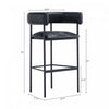 Onda Contemporary Vegan Leather Metal Upholstered Barstool in Black | Tabouret de bar contemporain Onda en cuir vegetalien et metal, rembourre, noir