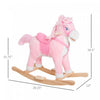 Qaba Kids Plush Rocking Horse Child Ride On Toy Rocker With Realistic Sounds Pink|Qaba Kids Cheval A Bascule En Peluche Jouet A Bascule Pour Enfant Avec Sons Realistes Rose