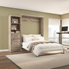 Bestar Pur Queen Murphy Shelving Unit with Drawers 90-Inch Wall Bed - Rustic Brown|Grand lit escamotable mural Pur de Bestar de 90 po avec tablettes et tiroirs - brun rustique