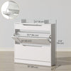 HOMCOM High Gloss Shoe Cabinet with 2 Flip Drawers and Glass Top, White