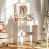 HOMCOM Makeup Vanity Desk with Mirror, 3 Colour LED Lights, Drawers, White