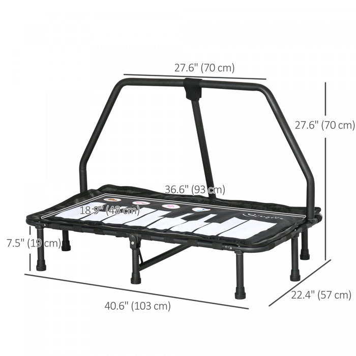 Soozier Kids Trampoline With Music Function Steel Frame Indoor Bouncer Rebounder Age 3 To 8 Years Old Black