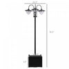 Outsunny 3-head LED Solar Light Lamp Street Light Post With Planter, Solar-powered Lamp Post, Black|Outsunny Lampadaire Solaire A 3 Tetes LED Avec Jardiniere, Piles Applicables Incluses, Noir