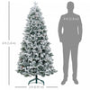 Homcom 6 Ft Artificial Christmas Tree With Flocked Tips, Pinecones, Hinge|Homcom Arbre De Noel Artificiel De 6pi Avec Pointes Floquees, Pommes De Pin