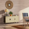 HOMCOM Boho Sideboard, Coffee Bar Cabinet with Rattan Doors, Black